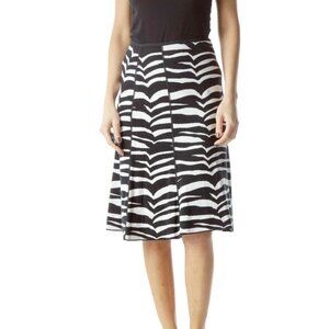 VALENTINO Roma Black & White Zebra Striped Print Knit Midi Skirt IT 48 US 12 L